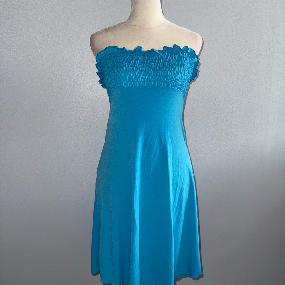 Hot Kiss Strapless Sundress in Turquoise